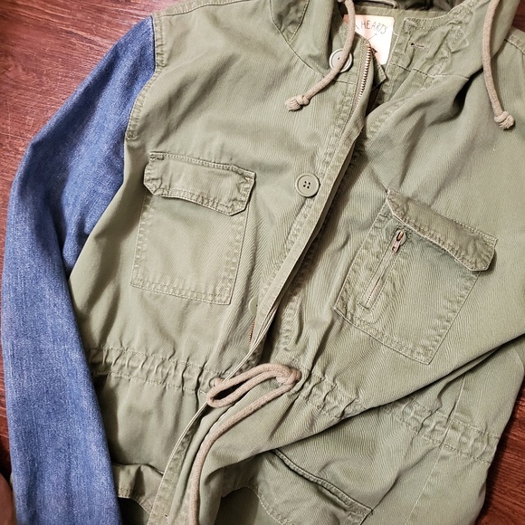 La Hearts Jackets & Blazers - Olive + Denim Utility Jacket • LA HEARTS